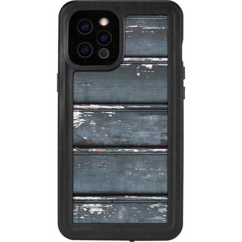 Chipped Blue Wood iPhone 12 Pro Max Waterproof Case