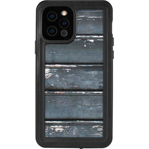 Chipped Blue Wood iPhone 12 Pro Waterproof Case