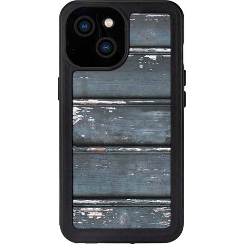 Chipped Blue Wood iPhone 13 Mini Waterproof Case