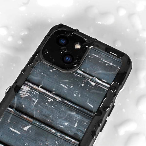 Chipped Blue Wood iPhone 13 Mini Waterproof Case