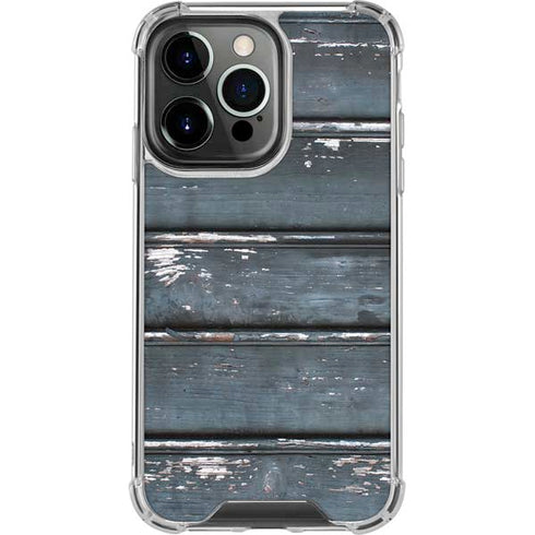 Chipped Blue Wood iPhone 13 Pro Clear Case