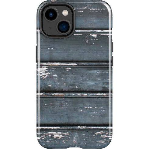 Chipped Blue Wood iPhone 14 Plus Impact Case