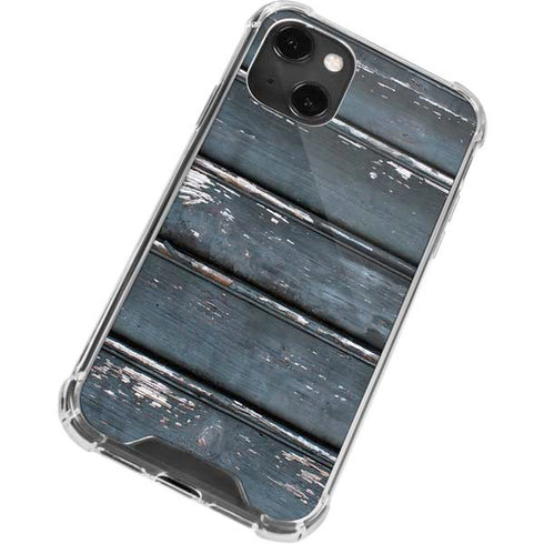 Chipped Blue Wood iPhone 14 Plus Clear Case
