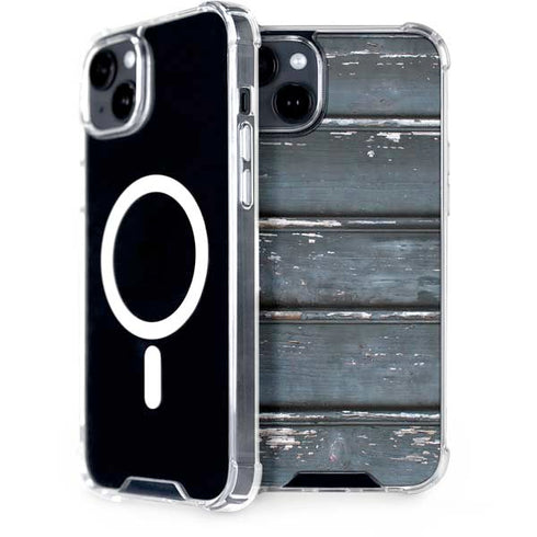 Chipped Blue Wood iPhone 14 Plus MagSafe Case