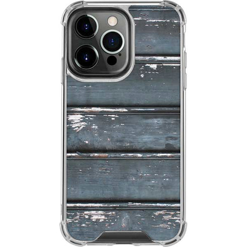Chipped Blue Wood iPhone 14 Pro Clear Case