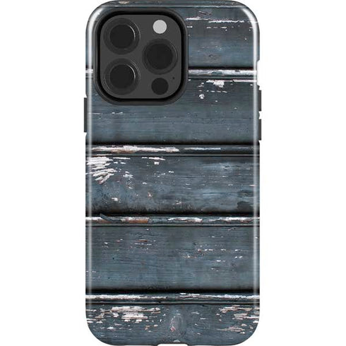 Chipped Blue Wood iPhone 15 Pro Impact Case