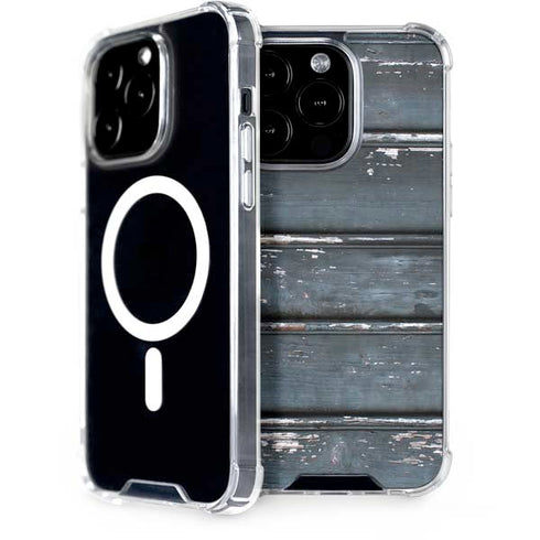 Chipped Blue Wood iPhone 14 Pro MagSafe Case
