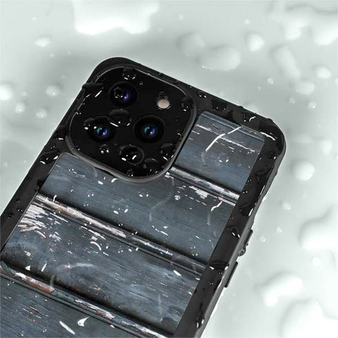 Chipped Blue Wood iPhone 14 Pro Max Waterproof Case