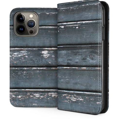Chipped Blue Wood iPhone 15 Pro Max Folio Case
