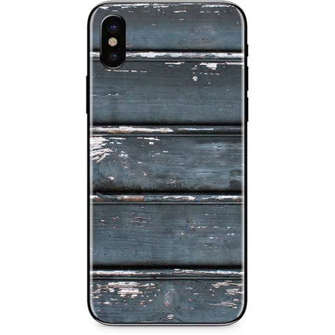 Chipped Blue Wood iPhone X Skin