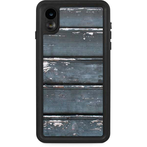Chipped Blue Wood iPhone XR Waterproof Case