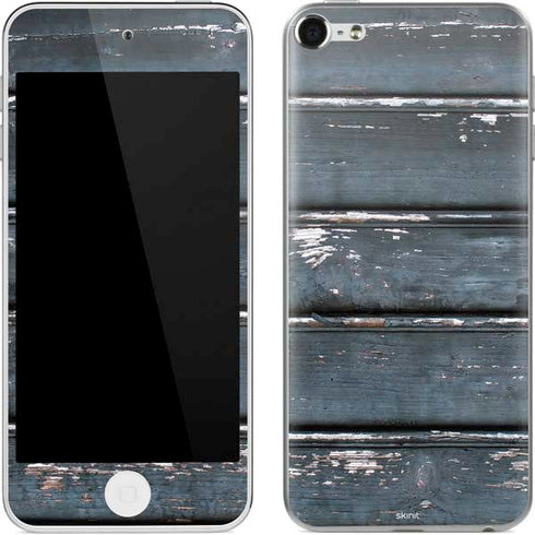 Chipped Blue Wood Apple iPod Skin