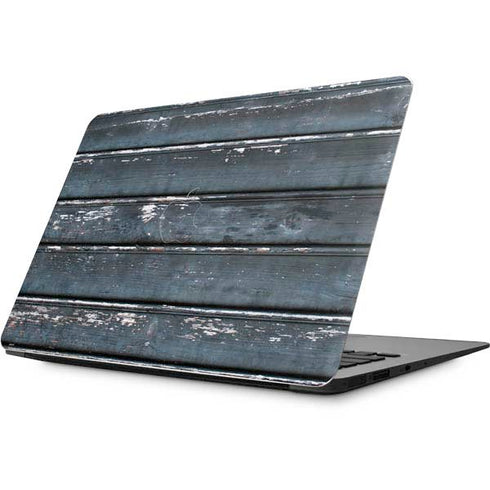 Chipped Blue Wood Apple MacBook Skin