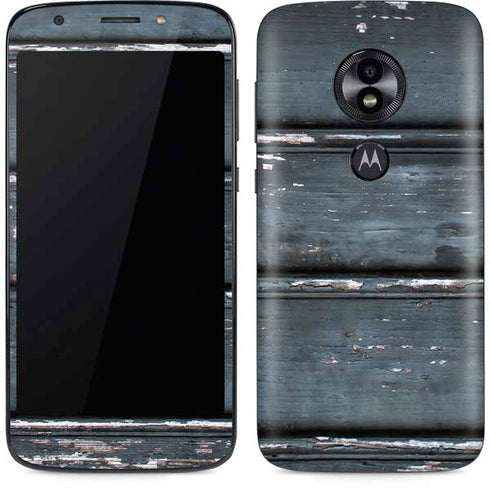 Chipped Blue Wood Moto E5 Play Skin