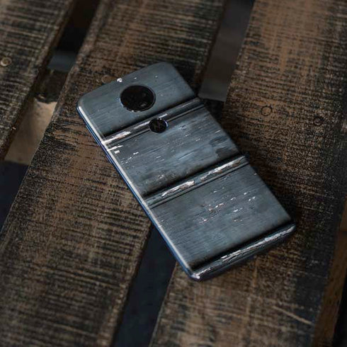 Chipped Blue Wood Moto E5 Plus Skin
