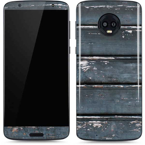Chipped Blue Wood Moto G6 Skin