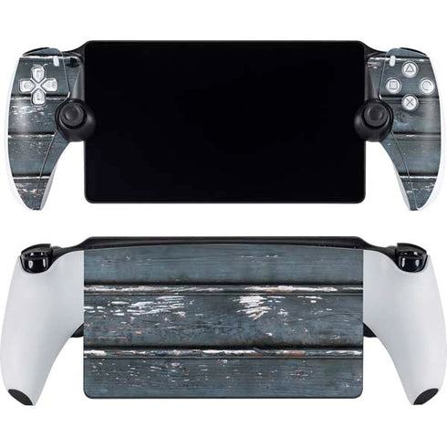 Chipped Blue Wood PlayStation Portal Remote Player Skin