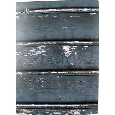 Chipped Blue Wood PS5 Console Skin