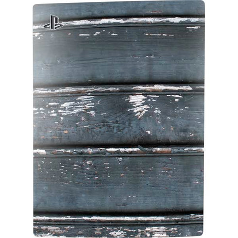 Chipped Blue Wood PS5 Digital Edition Console Skin