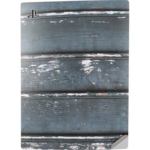 Chipped Blue Wood PS5 Digital Edition Console Skin