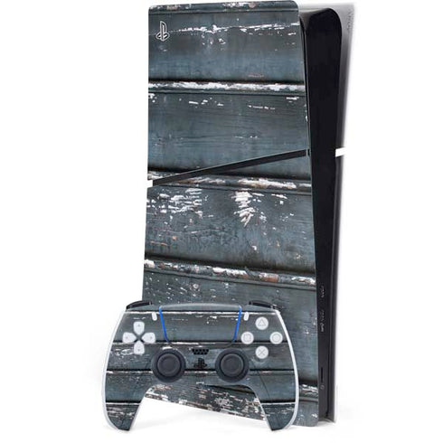 Chipped Blue Wood PS5 Slim Digital Edition Bundle Skin