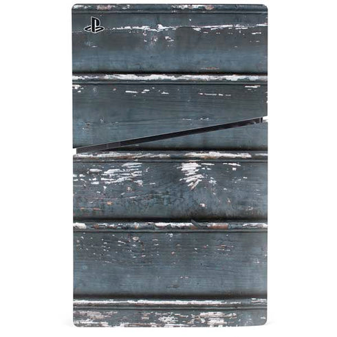 Chipped Blue Wood PS5 Slim Digital Edition Bundle Skin