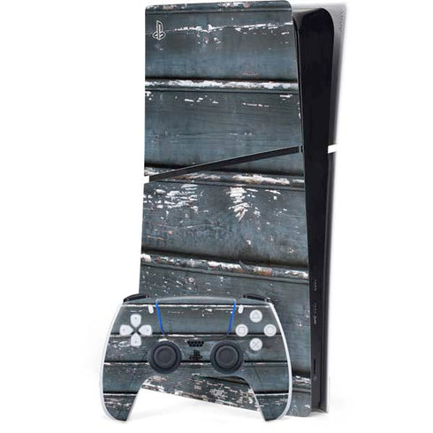 Chipped Blue Wood PS5 Slim Digital Edition Console Skin