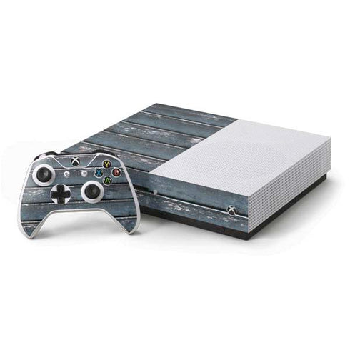 Chipped Blue Wood Xbox One Skins