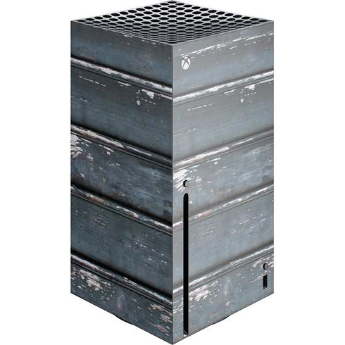 Chipped Blue Wood Xbox Series X Console Skin