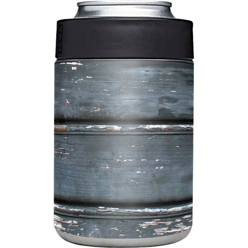 Chipped Blue Wood Yeti Colster Can Insulator Skin