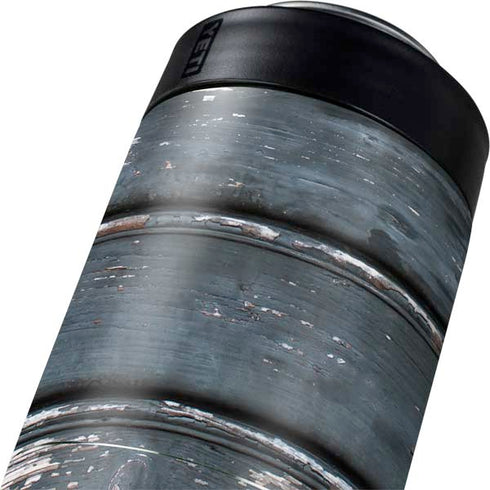 Chipped Blue Wood Yeti Colster Can Insulator Skin