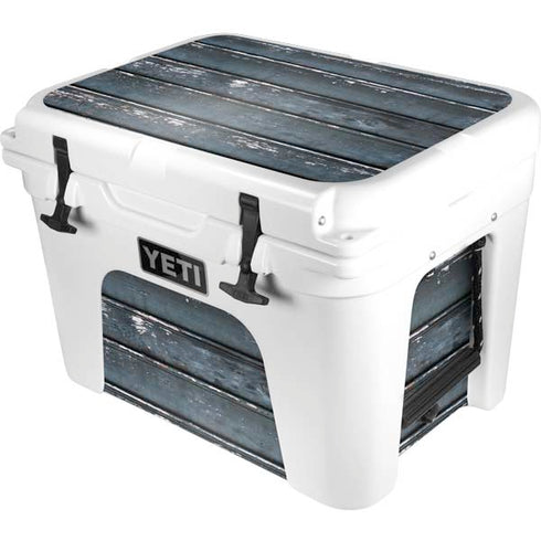 Chipped Blue Wood YETI Tundra 35 Hard Cooler Skin