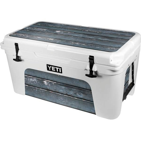 Chipped Blue Wood YETI Tundra 65 Hard Cooler Skin