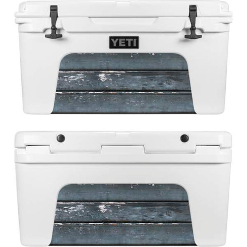 Chipped Blue Wood YETI Tundra 65 Hard Cooler Skin