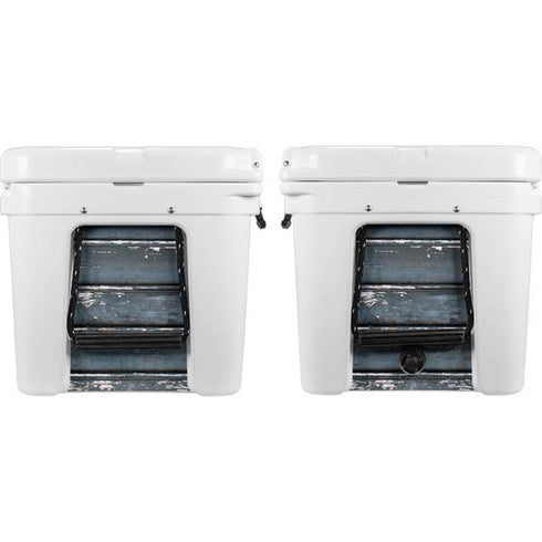 Chipped Blue Wood YETI Tundra 65 Hard Cooler Skin