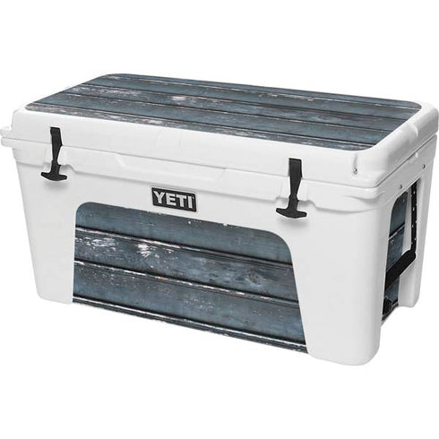 Chipped Blue Wood YETI Tundra 75 Hard Cooler Skin