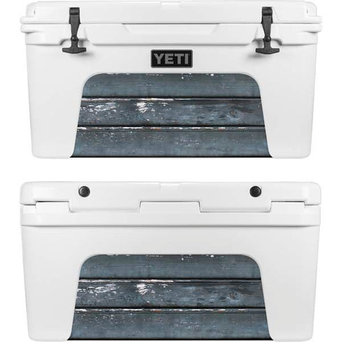 Chipped Blue Wood YETI Tundra 75 Hard Cooler Skin