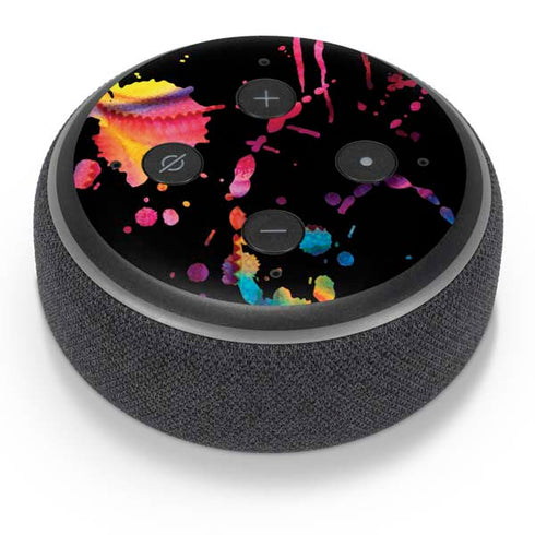 Chromatic Splatter Black Amazon Echo Dot Skin