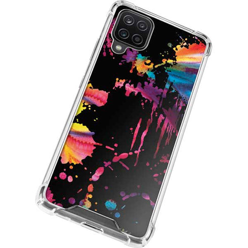 Chromatic Splatter Black Galaxy A12 Clear Case