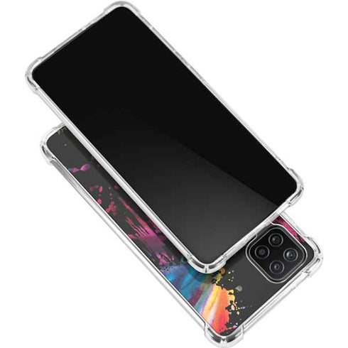 Chromatic Splatter Black Galaxy A12 Clear Case