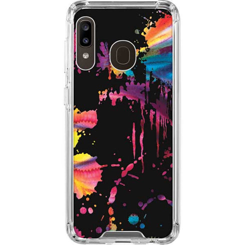 Chromatic Splatter Black Galaxy A30 Clear Case