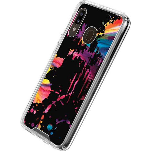 Chromatic Splatter Black Galaxy A30 Clear Case