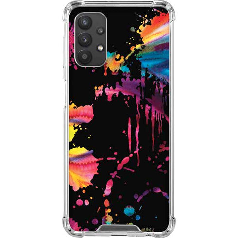 Chromatic Splatter Black Galaxy A32 5G Clear Case