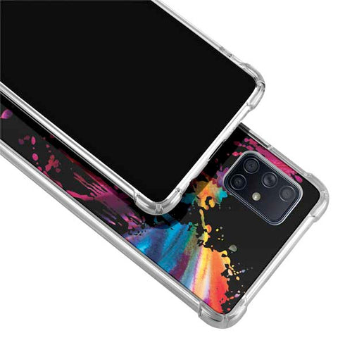 Chromatic Splatter Black Galaxy A71 5G Clear Case