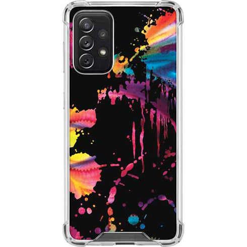 Chromatic Splatter Black Galaxy A72 5G Clear Case