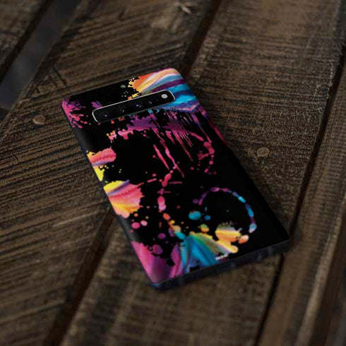 Chromatic Splatter Black Galaxy S10 Skin