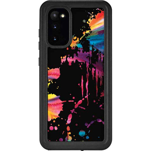 Chromatic Splatter Black Galaxy S20 Waterproof Case