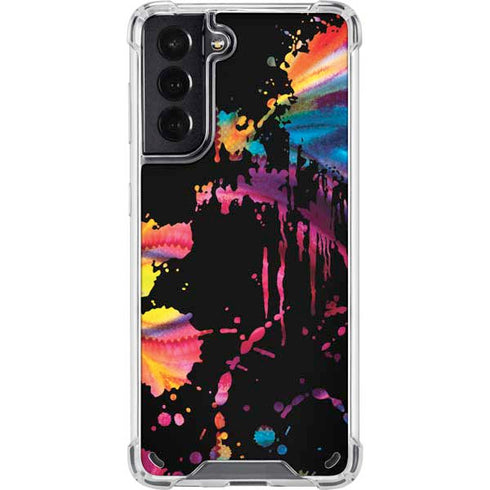 Chromatic Splatter Black Galaxy S21 5G Clear Case