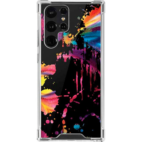 Chromatic Splatter Black Galaxy S22 Ultra Clear Case
