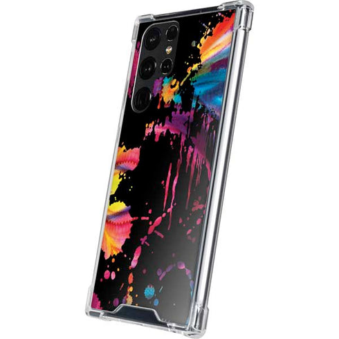 Chromatic Splatter Black Galaxy S22 Ultra Clear Case